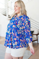 BeautybyShree Lizzy Top in Royal and Blush Floral