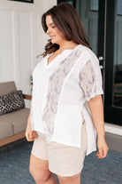 BeautybyShree Mention Me Floral Accent Top in Ivory