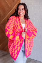 BeautybyShree Noticed in Neon Checkered Cardigan in Pink and Orange