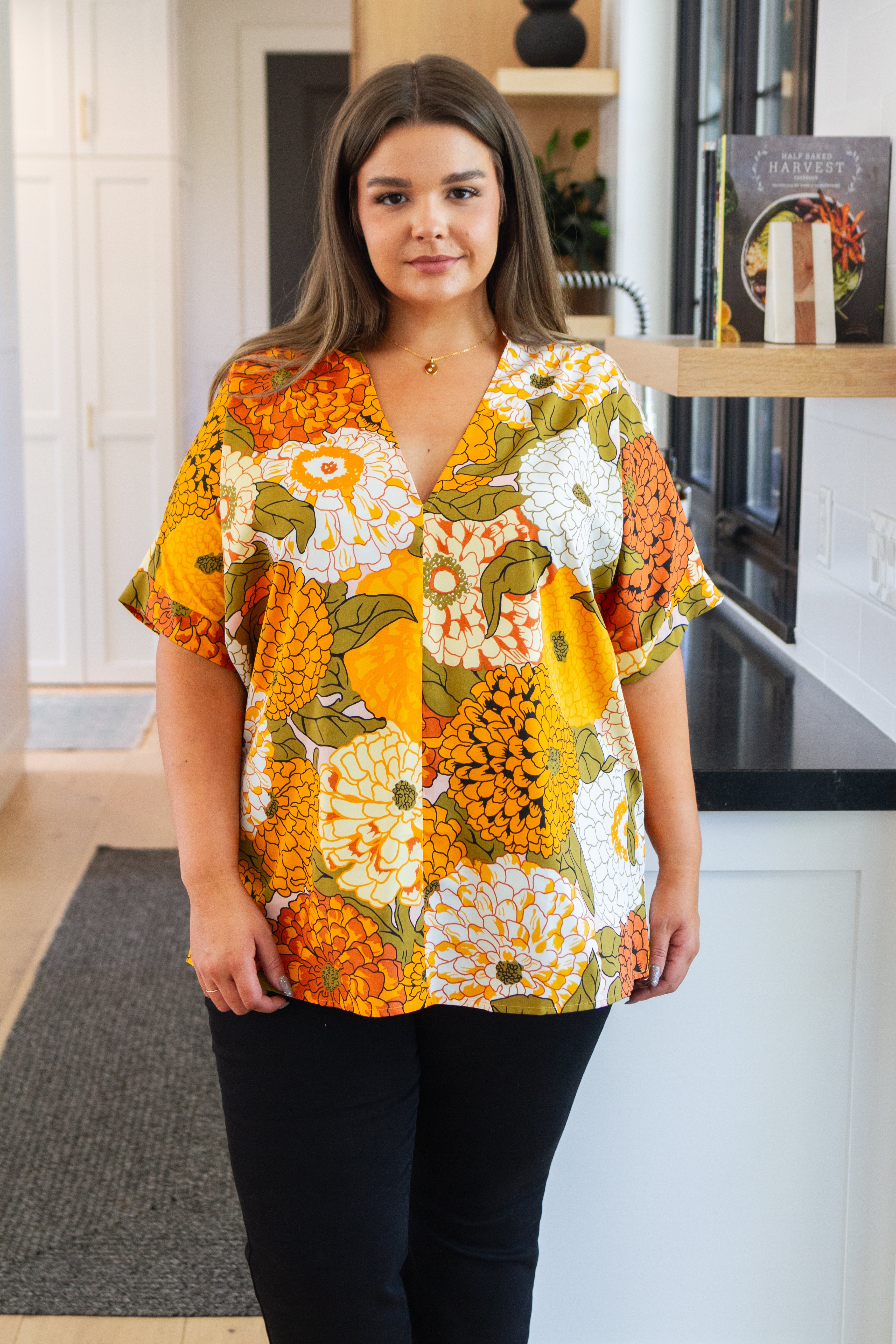 BeautybyShree Picking Blooms Blouse in Amber Mix