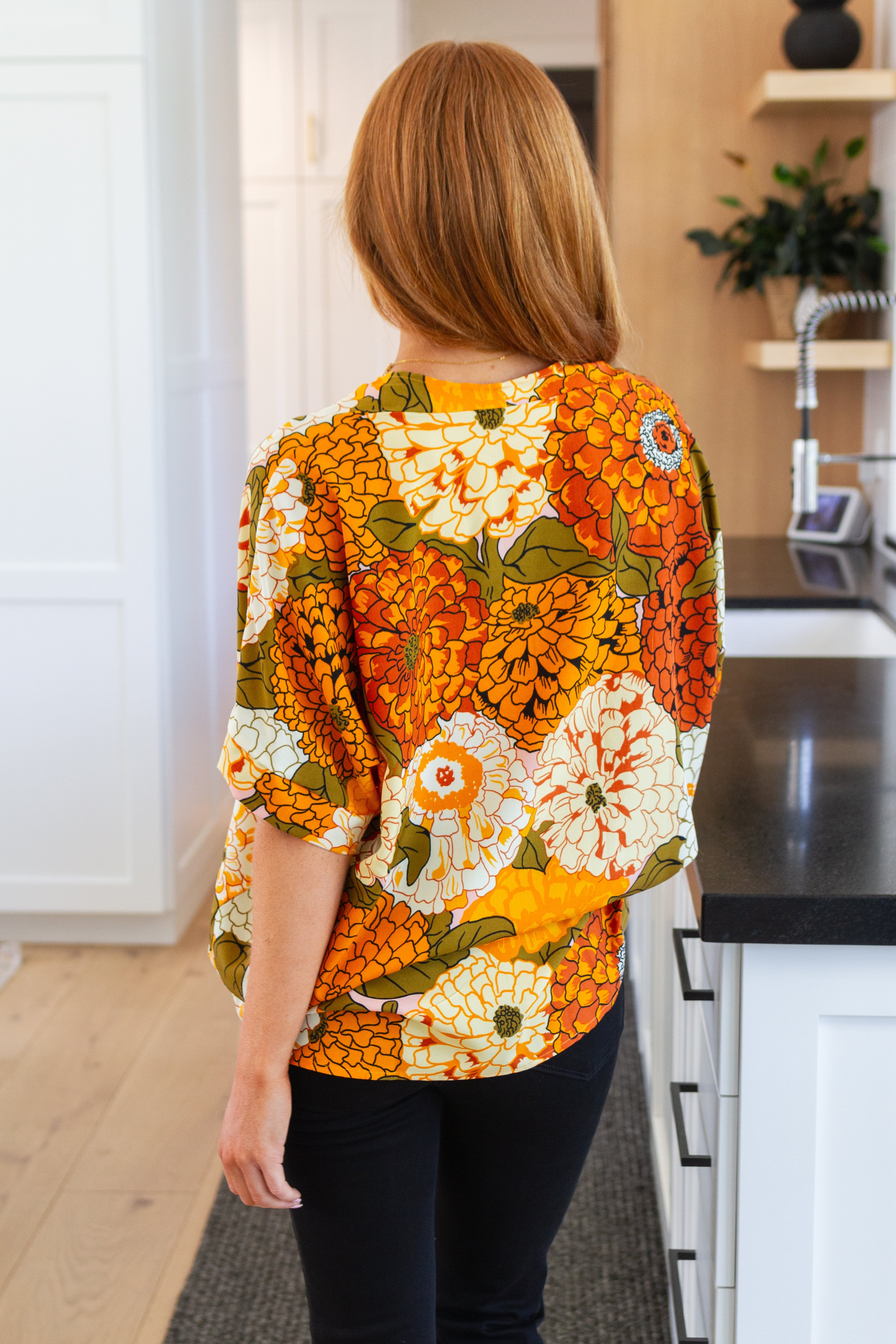 BeautybyShree Picking Blooms Blouse in Amber Mix