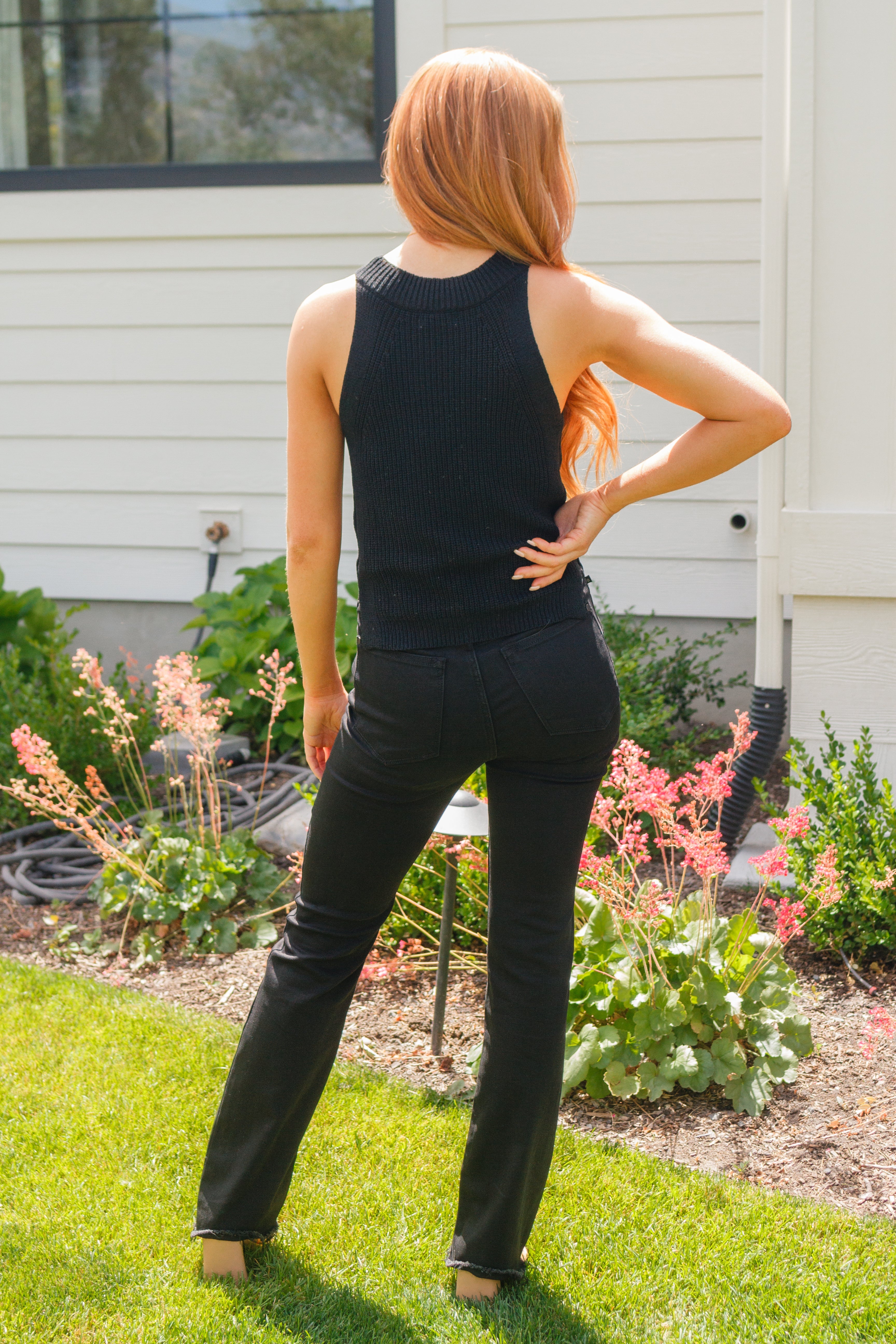 BeautybyShree Previous Engagement Halter Neck Sweater Tank in Black