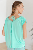 BeautybyShree Ruched Cap Sleeve Top in Neon Blue