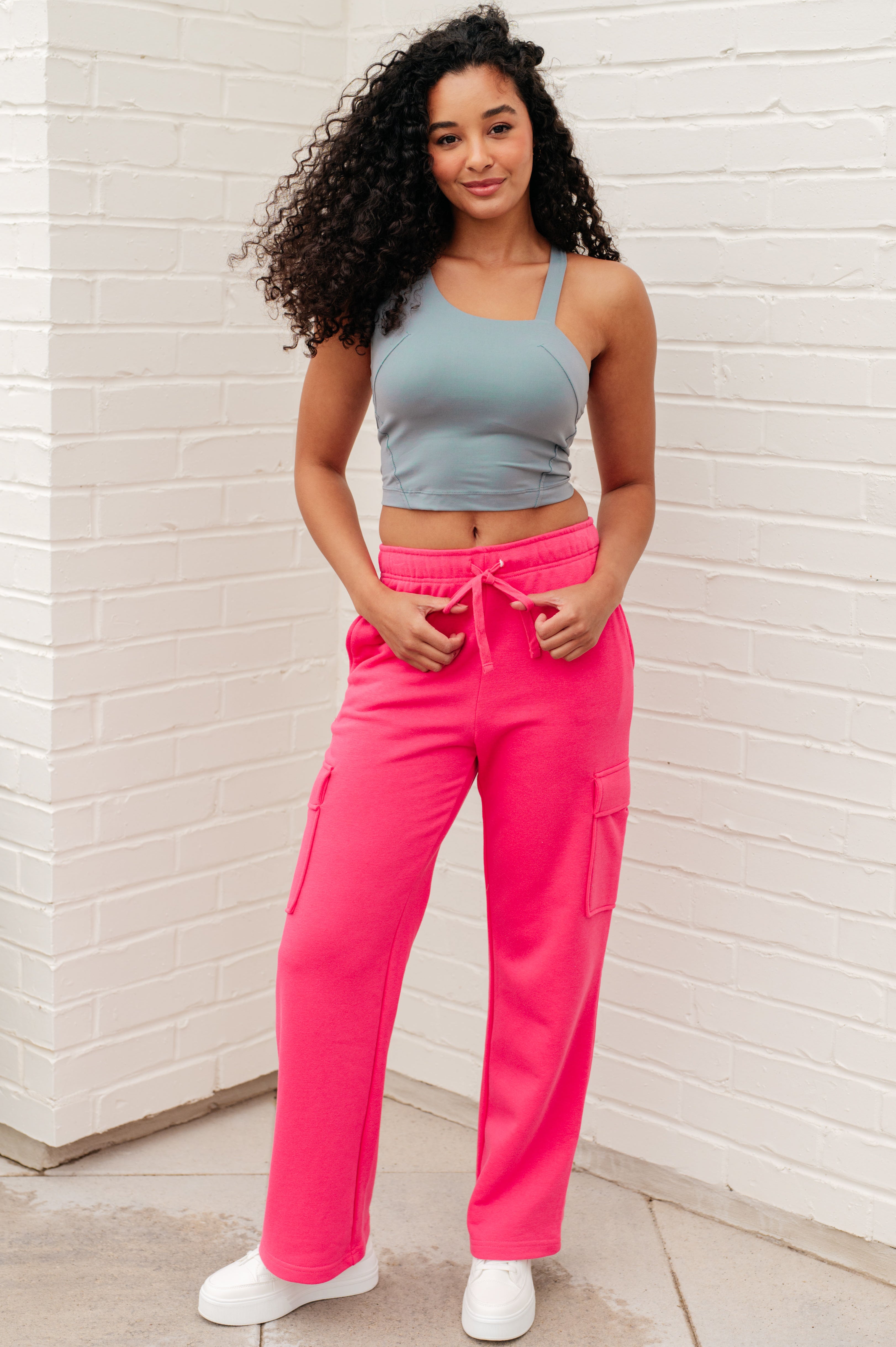 BeautybyShree Run, Don't Walk Cargo Sweatpants in Flamingo Pink