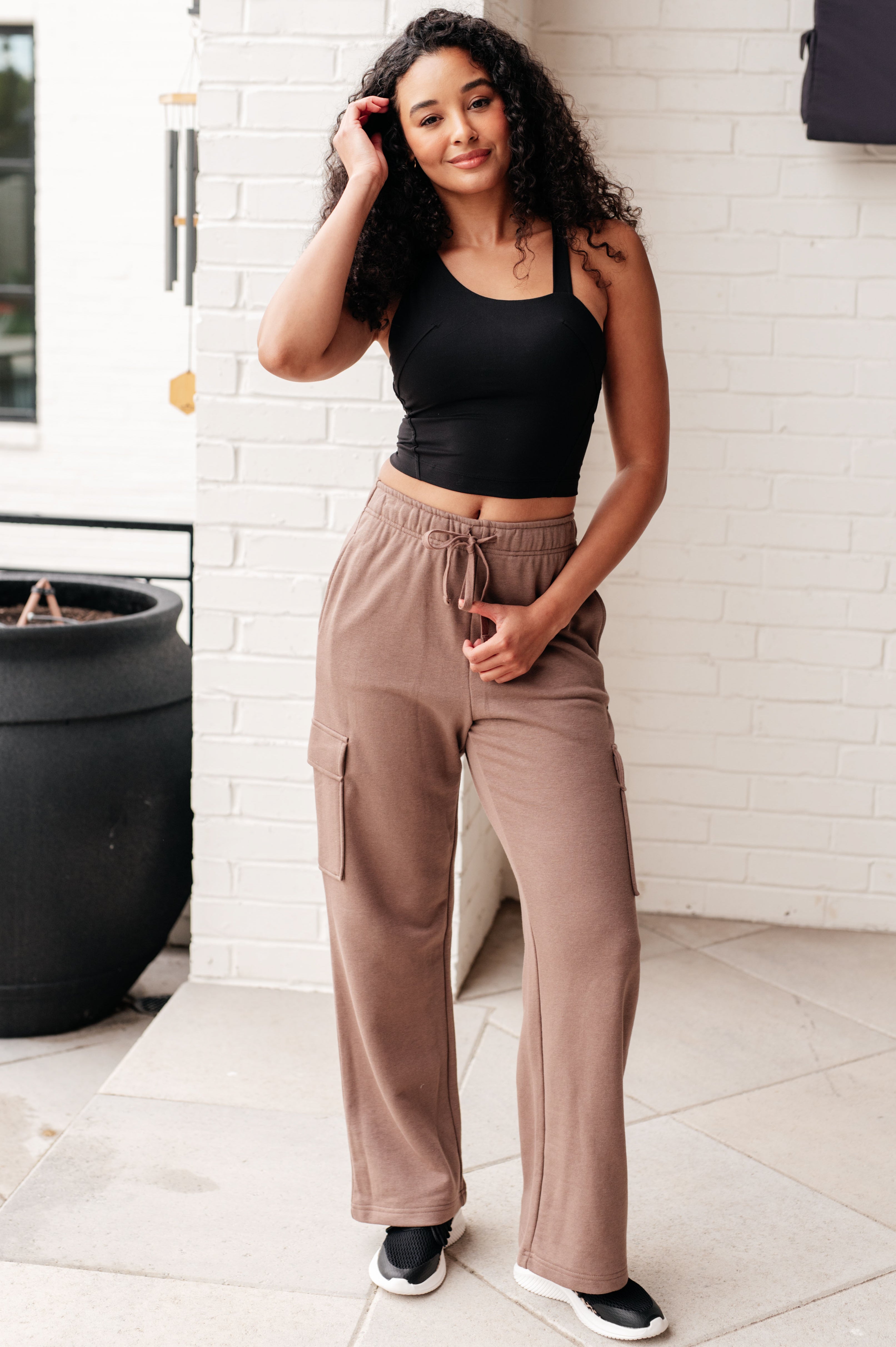 BeautybyShree Run, Don't Walk Cargo Sweatpants in Smokey Brown