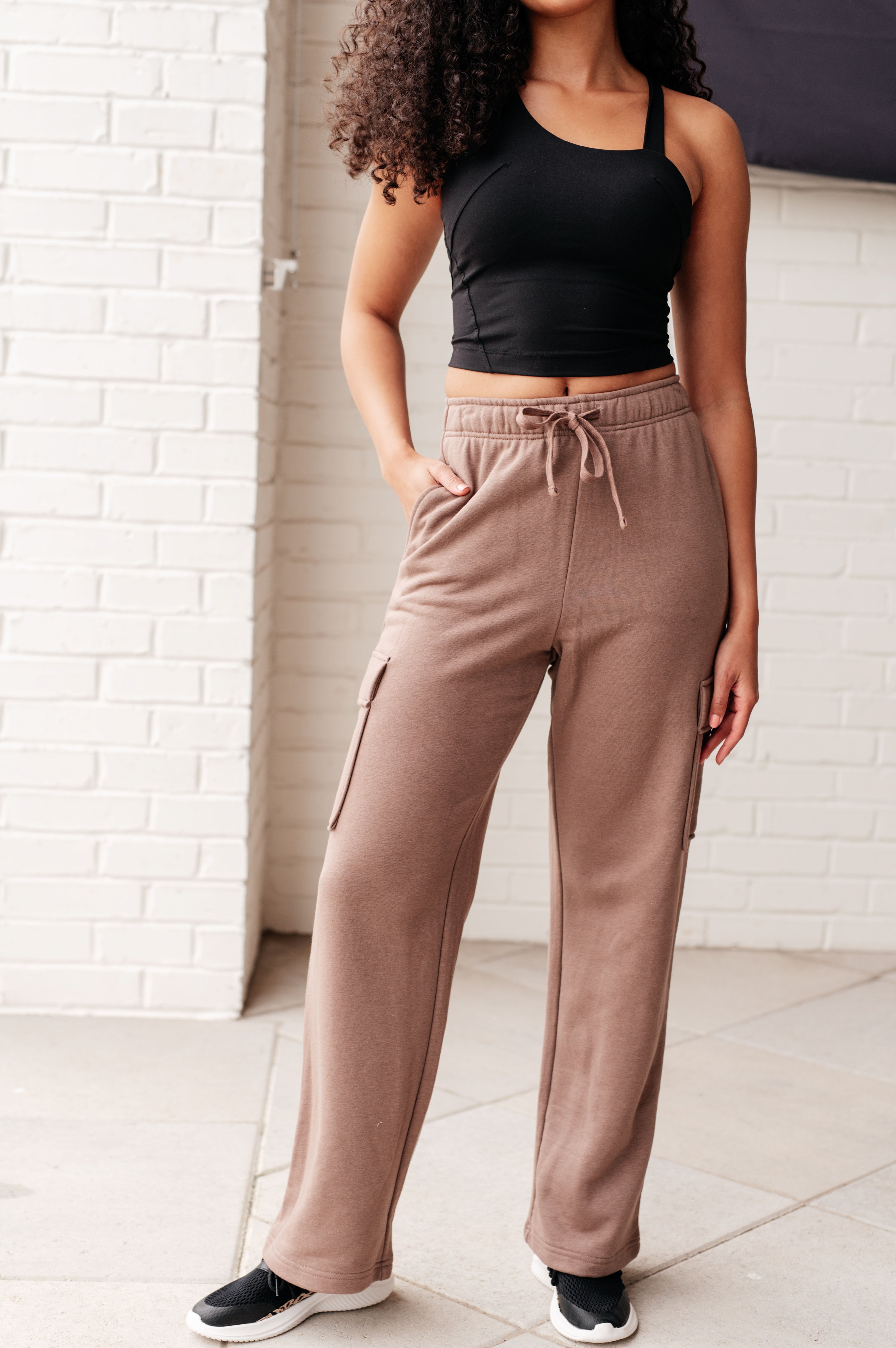 BeautybyShree Run, Don't Walk Cargo Sweatpants in Smokey Brown