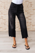 BeautybyShree Ryan High Rise Button Fly Wide Leg Crop Jeans