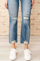 BeautybyShree Sammy High Waist Distressed Crop Straight Leg Jeans