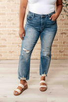 BeautybyShree Sammy High Waist Distressed Crop Straight Leg Jeans