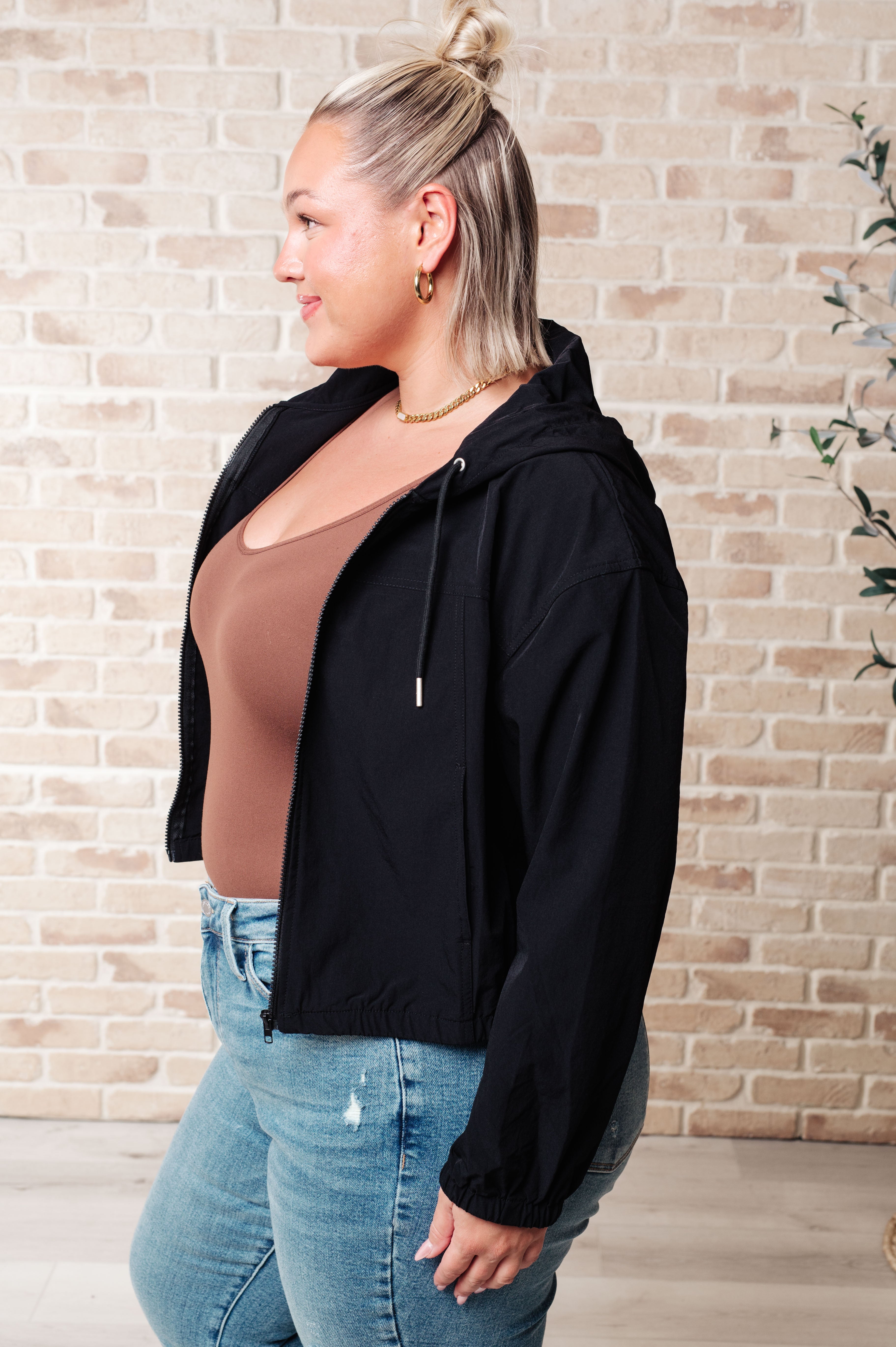 BeautybyShree Sky of Only Clouds Zip Up in Black