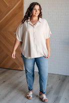 BeautybyShree Sweet Simplicity Button Down Blouse in Oatmeal