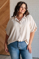 BeautybyShree Sweet Simplicity Button Down Blouse in Oatmeal