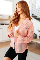 BeautybyShree Sweeter Than Nectar Lace Button Down in Rose