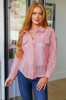 BeautybyShree Sweeter Than Nectar Lace Button Down in Rose