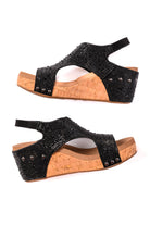 BeautybyShree Ashley Wedge Sandals in Black Rhinestone