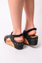 BeautybyShree Ashley Wedge Sandals in Black Rhinestone