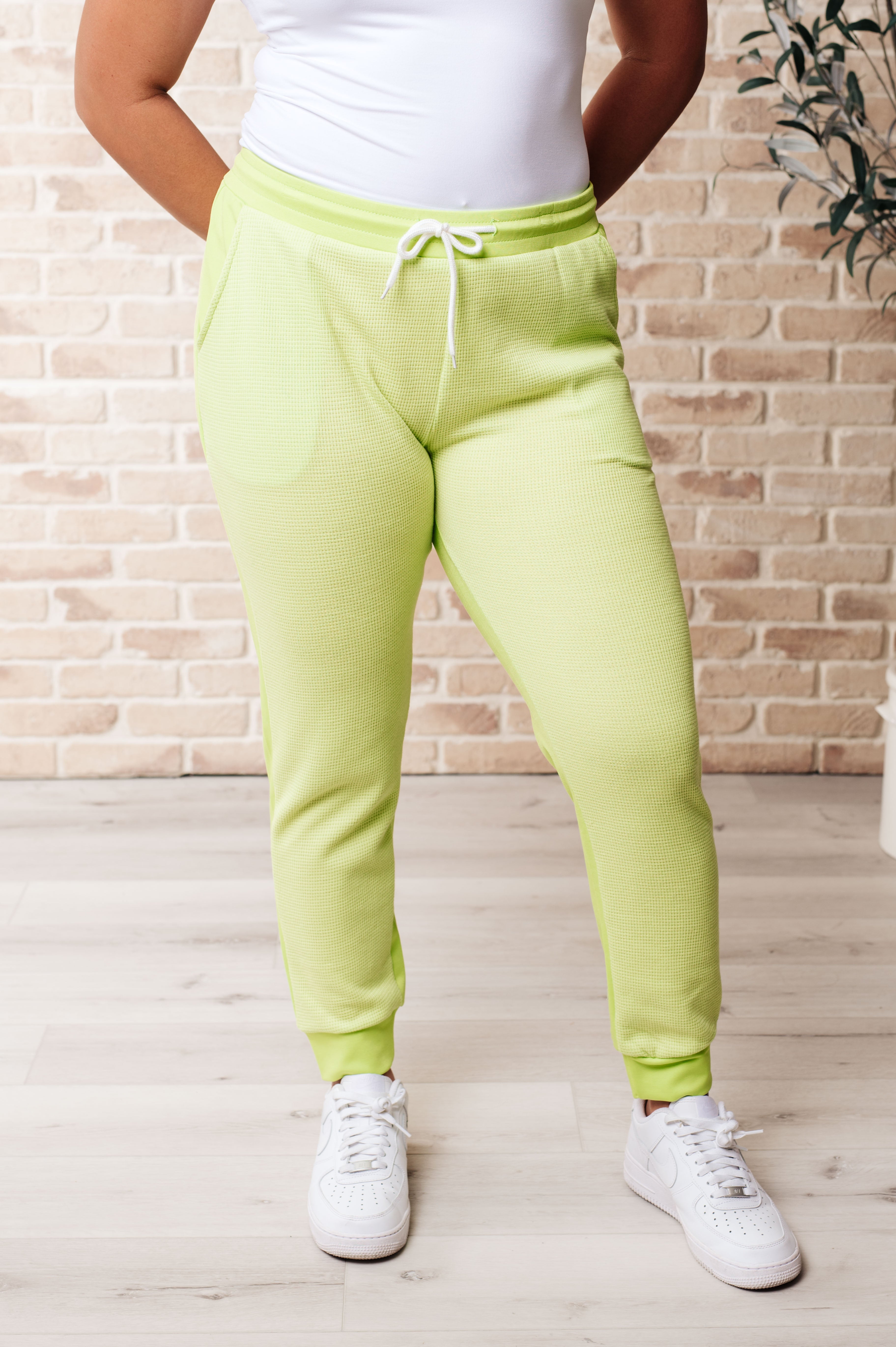 BeautybyShree Tommy Two Tone Waffle Joggers Lime