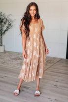 BeautybyShree Trusting My Intuition Balloon Sleeve Dress in Camel