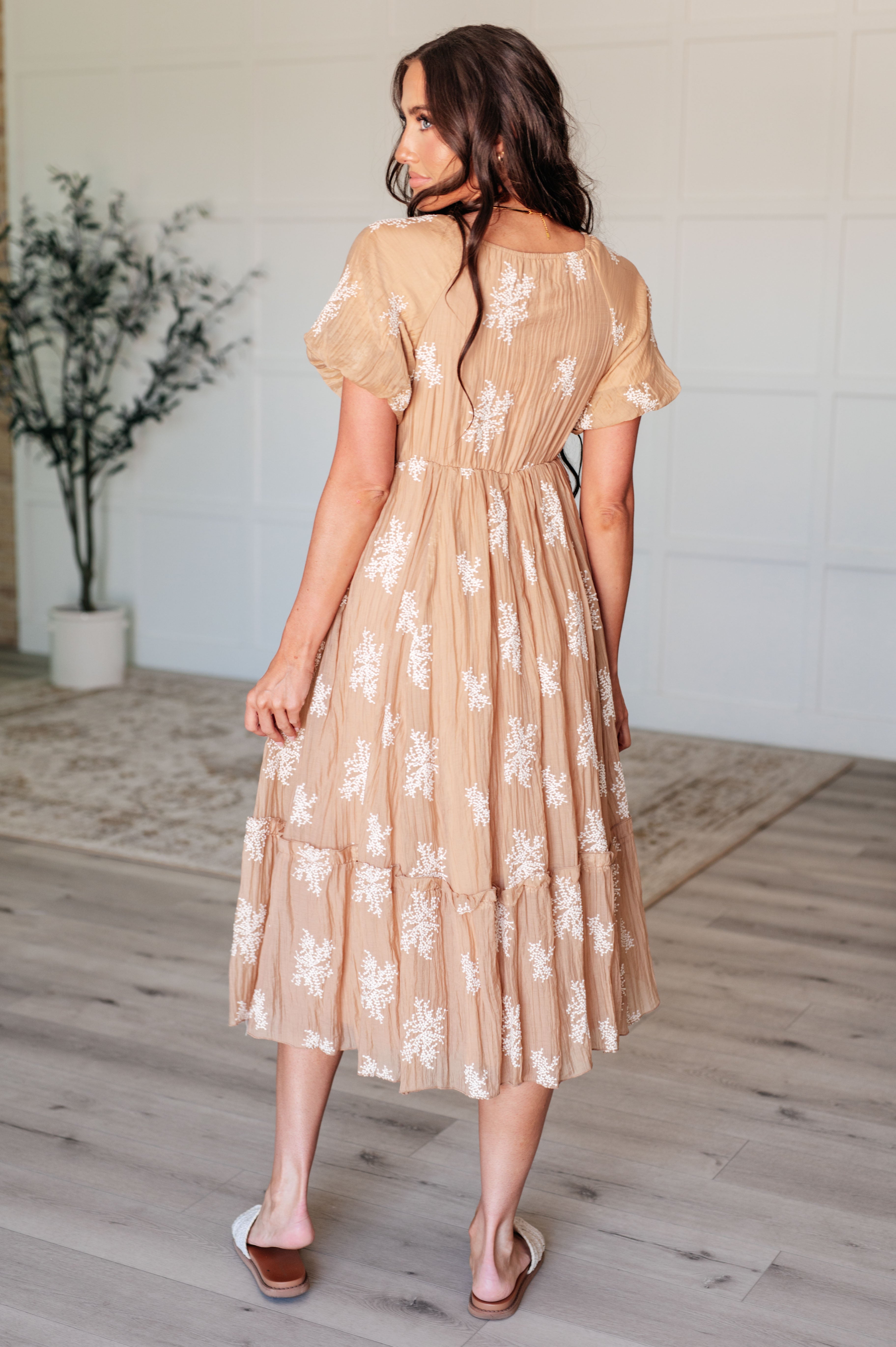 BeautybyShree Trusting My Intuition Balloon Sleeve Dress in Camel