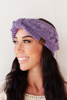 BeautybyShree Pom Knit Head Wrap In Periwinkle