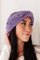 BeautybyShree Pom Knit Head Wrap In Periwinkle