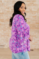 BeautybyShree Willow Bell Sleeve Top in Lavender Paisley