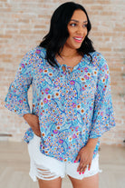 BeautybyShree Willow Bell Sleeve Top in Retro Ditsy Floral