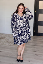 BeautybyShree Worthwhile Moment Floral Tiered Dress in Oatmeal and Navy