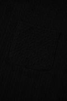 Black Textured Chest Pocket Drop Sleeve Top and Pants Set Two Piece Pants Sets a01a966cb6e73985