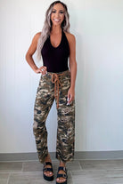 Green Camouflage Print Splashed Distressed Loose Denim Pants Jeans a06f012f145c5b86