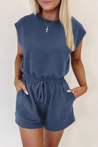 Ashleigh Blue Backless Drawstring Waist Romper Rompers a07bbd2ab06b935b