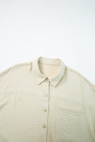 Beige Crinkle Pocket Half Sleeve Shirt Blouses a0a480ed2592b1dd