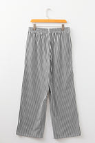 Brown Striped Elastic Waistband Pocketed Loose Pants Pants a0d65f071e0ba8ef