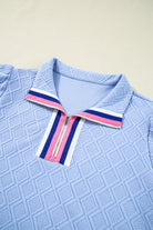 Beau Blue Striped Pop of Color Collared Checkered Textured Plus Size Dress Plus Size Dresses a0f01e2cedd5eeeb