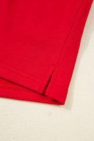 Navy Blue Varsity Striped Sleeve Drop Shoulder Sweatshirt and Shorts Set Two Piece Shorts Sets a1206c1244539d54