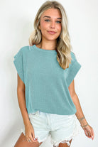 Carbon Grey Twisted Ribbed Textured Plain T Shirt T Shirts a1d6a0ec8d8fde6d