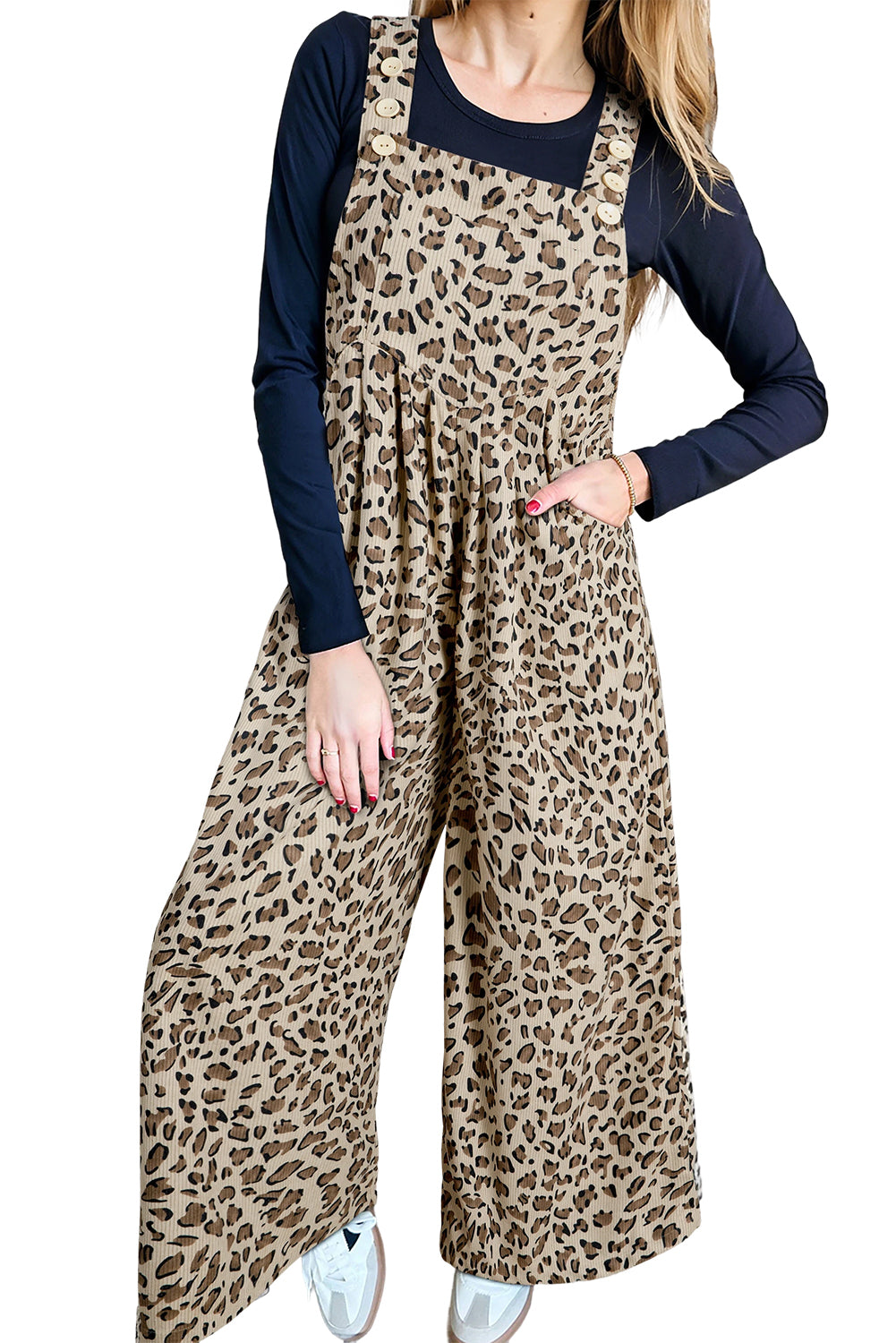 Brown Leopard Bib Wide Leg Jumpsuit Jumpsuits a21c5de8321fbdaa