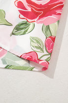 Rose Plus Size Floral Print Frill Neck Short Sleeve Blouse Plus Size Tops a2a39dccb6045ee5