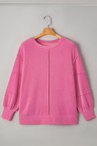 Bonbon Twist Ribbed Exposed Seam Detail Plus Size Top Plus Size Tops a2e485b4add3d539