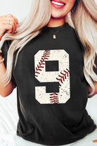 Black Game Day Number 9 Baseball Pattern Heat Transfer Printing Oversize Tee Graphic Tees a2e90813f6b9c2eb