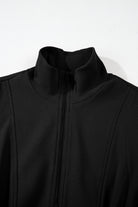 Black Terry Zipped Collar Sleeveless Drawstring Waist Mini Dress Short Dresses a39063322cb887b6