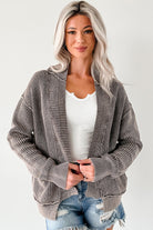 Dark Brown Mineral Wash Exposed Seam Patchwork Knit Cardigan Cardigans a42ff922a3376b8d