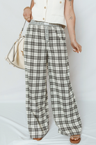Gray Plaid Wide Leg Casual Pants Pants a4ef3370fa37f7b0
