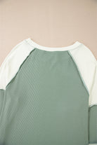 Mint Green Ribbed Colorblock Patchwork Raglan Long Sleeve Top Long Sleeve Tops a4fcd9b755fe9504