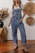 Sail Blue Straight Leg Pockets Denim Bib Overall Jumpsuits a51e3df70d1b2080