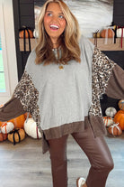 Gray Leopard Patchwork Dolman Sleeve High Low Baggy Sweatshirt Sweatshirts & Hoodies a5b53bb5d200eda5