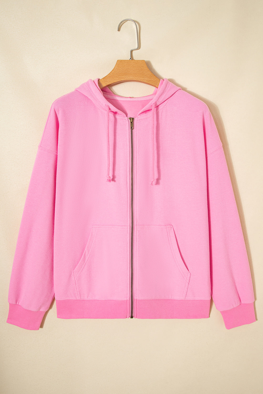 Sachet Pink Corduroy Zip Up Hooded Casual Jacket Jackets a6e814266e1b6514