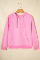 Sachet Pink Corduroy Zip Up Hooded Casual Jacket Jackets a6e814266e1b6514
