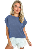 Carbon Grey Twisted Ribbed Textured Plain T Shirt T Shirts a7b26f543056775e