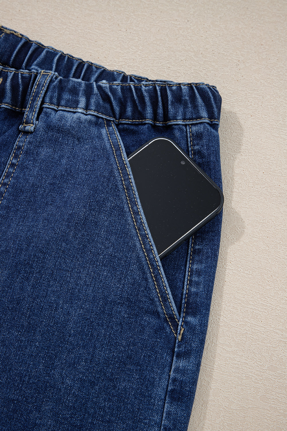 Prussian Blue Drawstring Seam Detail Raw Hem Wide Leg Jeans Jeans a7cc75dbf0b6806a